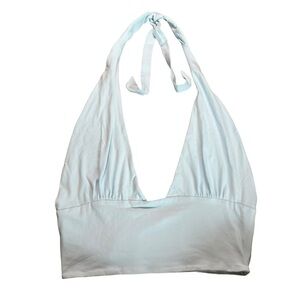 LORAGAL light blue cropped halter top sz L/XL‎